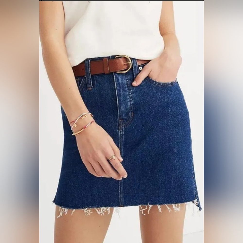 Madewell Stretch Denim Straight Mini Skirt Color Navi Size 25